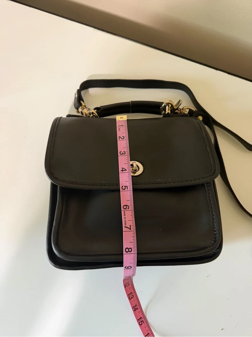 Vintage Coach Black Leather Pocket Bag - Made in the USA